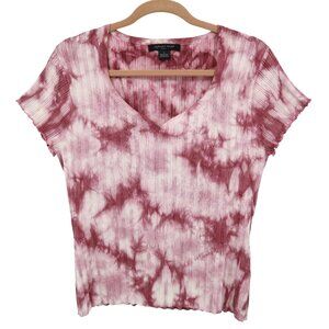 August Silk Knit Tie Dye Top Women L Pink Boho Indie Grunge Alt Streetwear Artsy